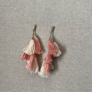 Pink & White Tassel Earrings